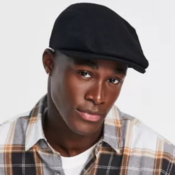 NWT BARBOUR est 1894 Black 100% Cotton Moleskin Snap Flat Cap OS - Picture 1 of 6